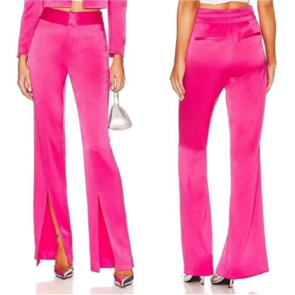 Alice + Olivia NWT Jodi Satin Slit Front Pants in Candy
Pink Size 0